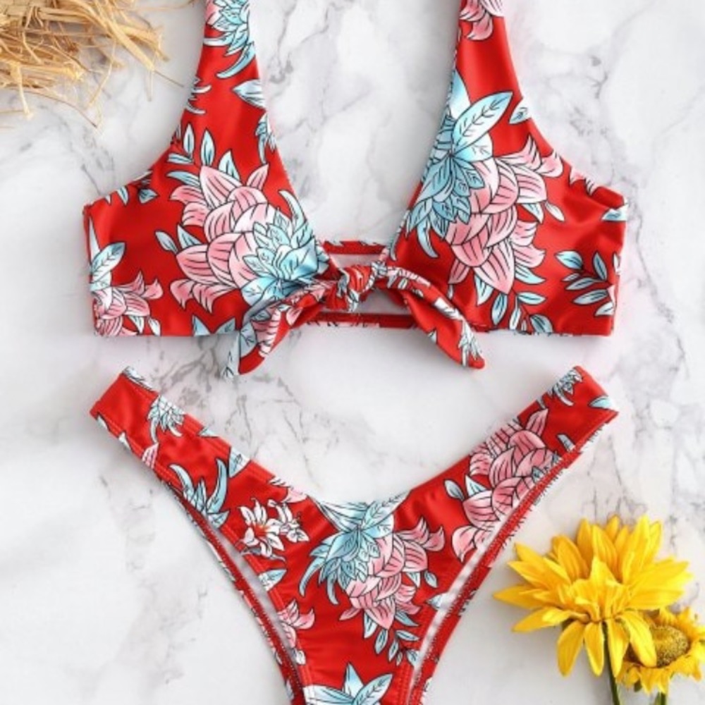 Fire engine red Zaful bikini!!!